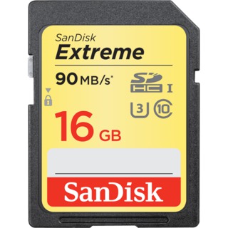 Карта памяти  SD  16 Gb Sandisk SDHC Extreme, class10, 90Mb/ s, UHS-I U3 (SDSDXNE-016G-GNCIN)