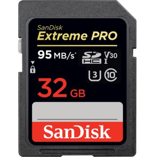 Карта памяти  SD  32 Gb Sandisk SDHC Extreme Pro, cl 10, 95 Mb/s, UHS-I V30 U3 (SDSDXXG-032G-GN4IN)