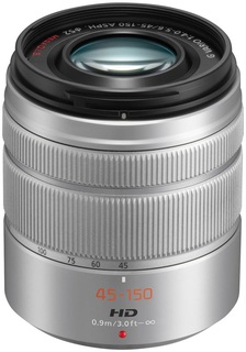 Объектив Panasonic Lumix 45-150mm f/ 4-5.6 ASPH Mega OIS G Vario серебристый (H-FS45150E-S)