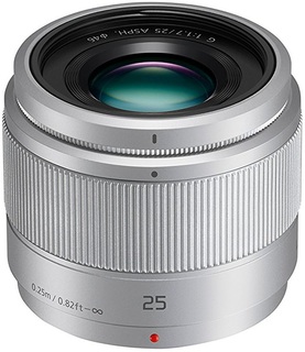 Объектив Panasonic Lumix 25mm f/ 1.7 G Aspherical серебристый (H-H025ME-S)