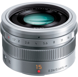 Объектив Panasonic Lumix 15mm f/ 1.7 ASPH LEICA DG SUMMILUX серебристый (H-X015E-S)