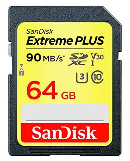 Модуль памяти  SD  64 Gb Sandisk SDHC Extreme Plus, cl 10, 90 Mb/ s, UHS-I U3 (SDSDXWF-064G-GNCIN)