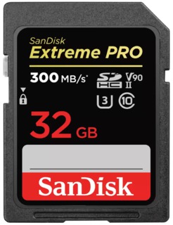 Карта памяти  SD  32 Gb Sandisk SDHC Extreme Pro, cl 10, 300 Mb/ s, UHS-II V90 (SDSDXDK-032G-GN4IN)