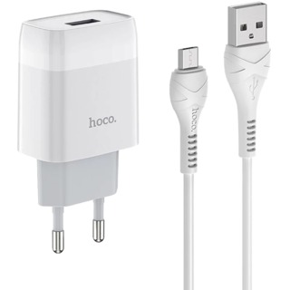 Сетевой адаптер HOCO C72A Glorious 2.1А Белый + кабель MicroUSB 1м