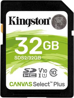 Карта памяти  SD  32 Gb Kingston SDHC, class 10, UHS-I Canvas Select Plus 100MB/s (SDS2/32GB)