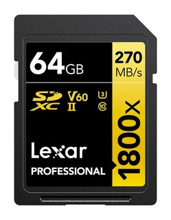 Карта памяти  SD  64 Gb Lexar Professional 1800x SDXC UHS-II 270/ 180Mb/ s, U3 V60