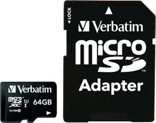 Карта памяти  Micro SD  64 Gb VERBATIM 90MB/ S MICROSD CLASS 10 (SD ADAPTOR) 44084