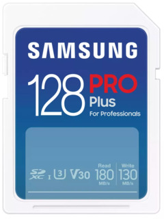 Карта памяти  SD 128 Gb Samsung SDXC PRO Plus Class 10,A2,V30, UHS-I (U3), (W130/ R180) МБ/ с