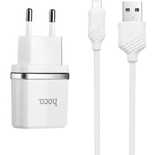 Сетевой адаптер HOCO C11 Smart Белый + кабель MicroUSB