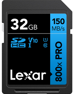 Карта памяти  SD  32 Gb Lexar Professional 800x SDHC UHS-I, 150МБ/ s чтения C10 V10 U1