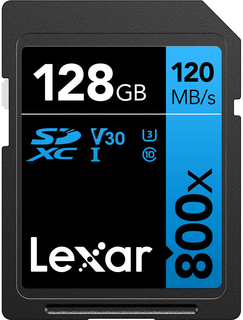 Карта памяти  SD 128 Gb Lexar Professional 800x SDXC UHS-I, скорость (R120/ W45 МБ/ s) C10 V30 U3