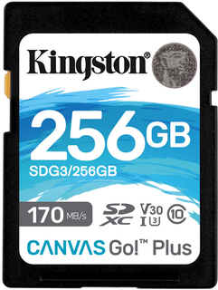 Карта памяти  SD 256 Gb Kingston SDXC Canvas Go Plus, class 10, UHS-I U3 V30 (SDG3/ 256GB)