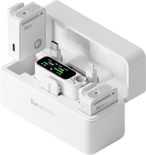 Радиосистема Saramonic ULTRA 02 (TX+TX+RX) в кейсе с подзарядкой, 3,5мм, USB-C, Lightning, белый